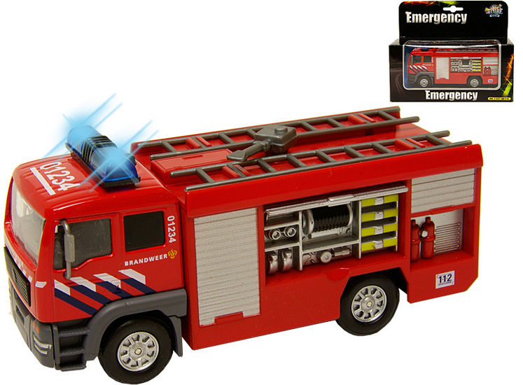 Spin binair Kijkgat Speelgoed brandweer wagen. Spuit, licht, geluid. 510657