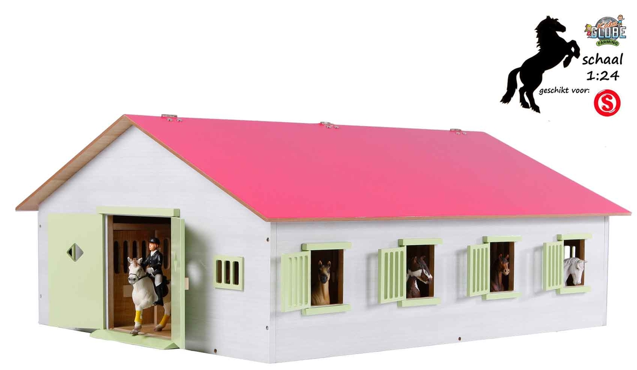 Verkeersopstopping Aquarium Houden Kids Globe Paardenstal met 7 boxen voor Schleich paarden (schaal 1:24)