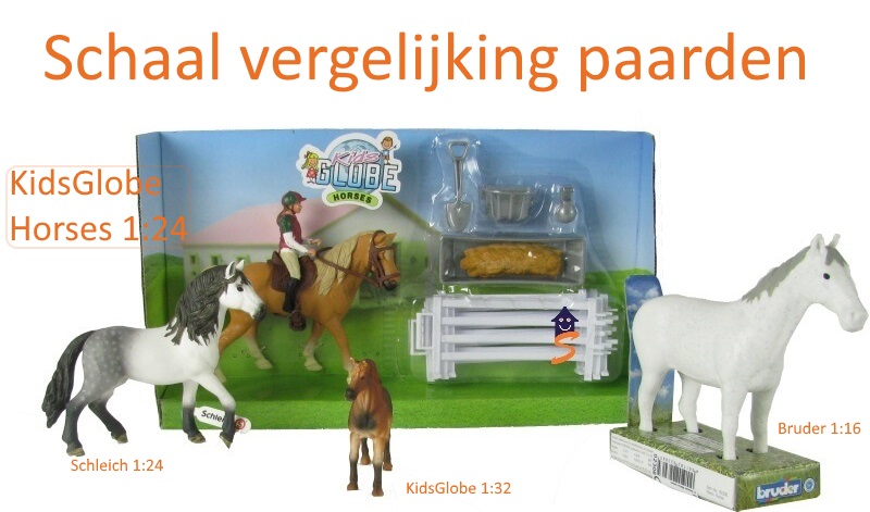 grootte vergelijken speelgoed paarden