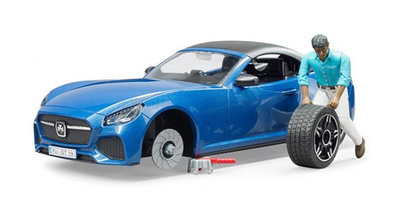 blauwe speelgoed auto