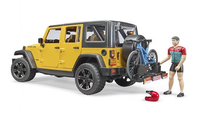 speelgoed jeep geel met fiets en figuur