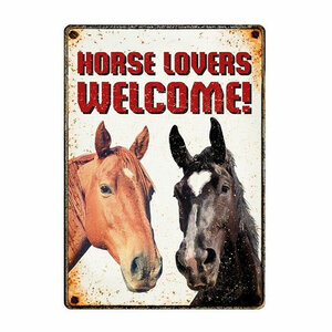 Wandbord blik Horse lovers welcome