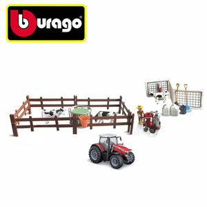 Bburago 31690 Massey Ferguson met koeien speelset