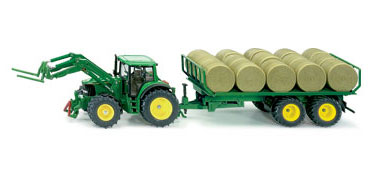 siku john deere met voorlader en balenaanhanger