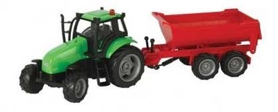 speelgoed groene tractor met kar