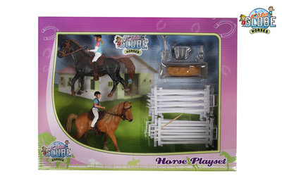 krokodil verkouden worden materiaal Kids Globe horses speelset met 2 paarden met ruiters en accessoires